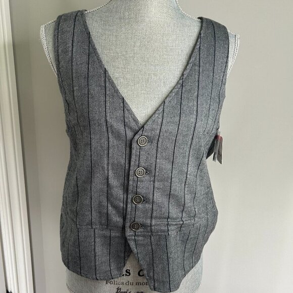 Free People Tops - Free People Waist Coat Black and Gray Size M NWT